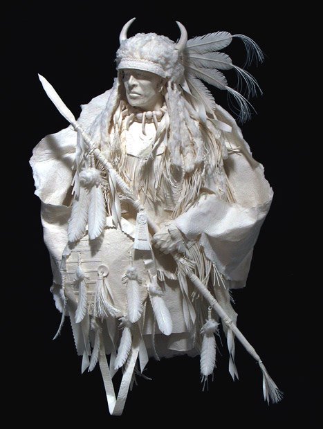 Paper art of Native American indians made by Allen and Patty Eckman