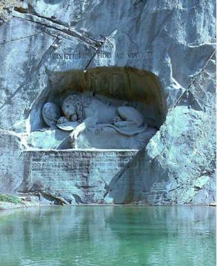 27. Wounded Lion Sculpture                                         in Honor of Swiss Guards Who                                         Died in the French Revol...